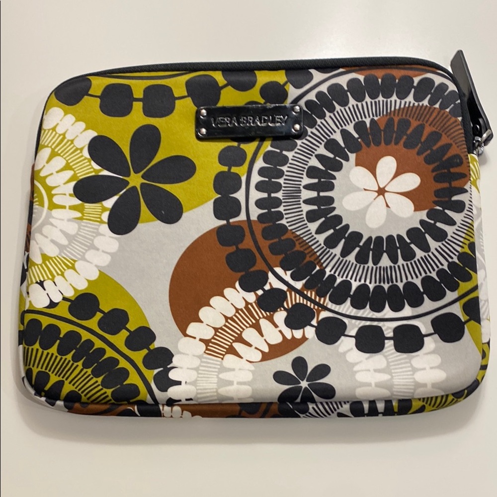 Vera Bradley Green and Brown Laptop Bag with Floral Design